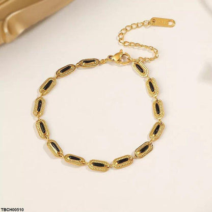TBCH00510 DGF Stainless Steel Rectangle Linked Bracelet - TBCH