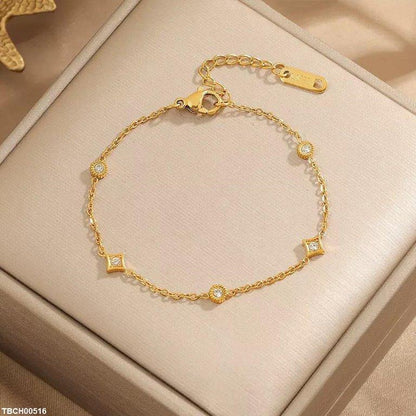 TBCH00516 DGF Stainless Steel Square/Round Stone Bracelet - TBCH
