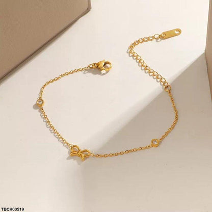 TBCH00519 DGF Stainless Steel Bow/Round Stone Bracelet - TBCH