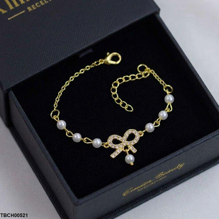 TBCH00521 XST Bow Pearl Chain Bracelet Adjustable - TBCH