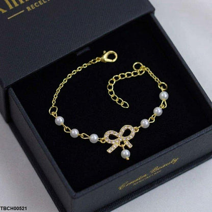 TBCH00521 XST Bow Pearl Chain Bracelet Adjustable - TBCH