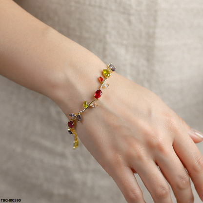 TBCH00590 MSJ Tulip Leaf Multi Stone Bracelet - TBCH