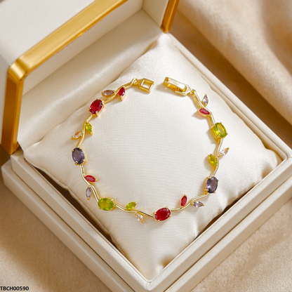 TBCH00590 MSJ Tulip Leaf Multi Stone Bracelet - TBCH