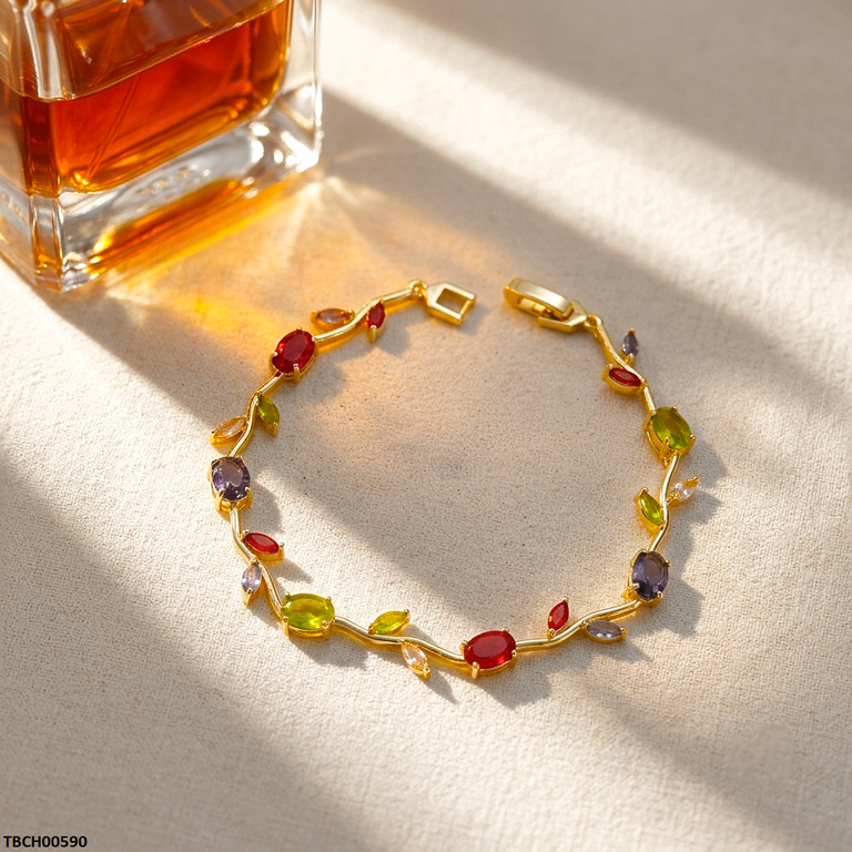 TBCH00590 MSJ Tulip Leaf Multi Stone Bracelet - TBCH