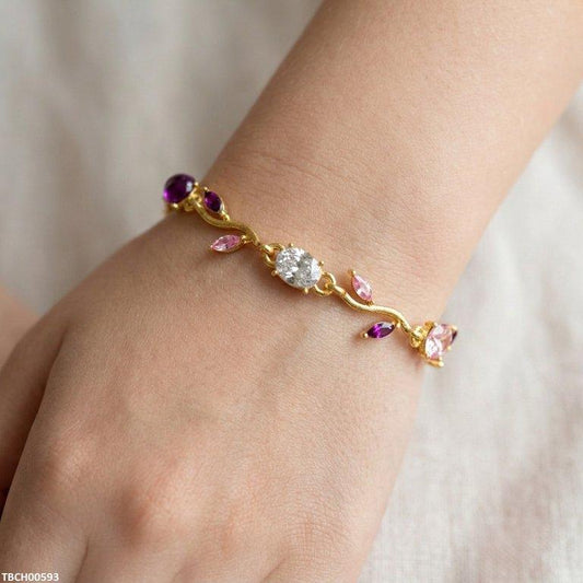 TBCH00593 MSJ Tulip Leaf Multi Stone Bracelet - TBCH