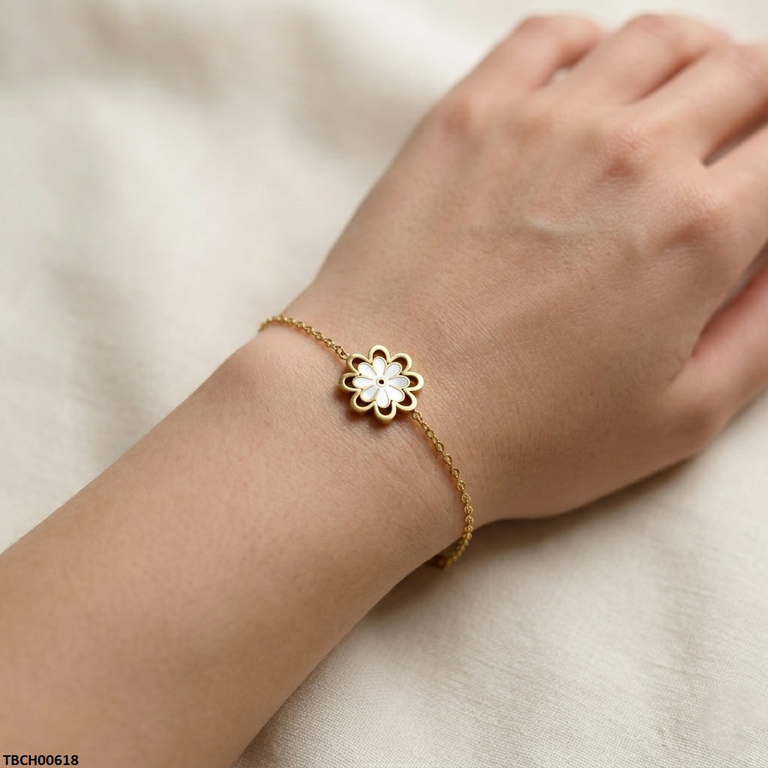 TBCH00618 MSJ Stainless Steel daisy Flower Bracelet - TBCH