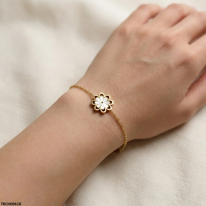 TBCH00618 MSJ Stainless Steel daisy Flower Bracelet - TBCH
