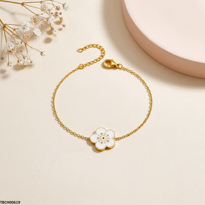 TBCH00619 MSJ Stainless Steel Flower Bracelet - TBCH