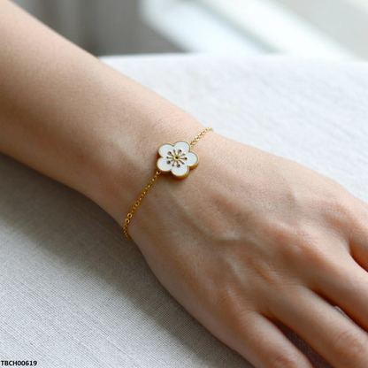 TBCH00619 MSJ Stainless Steel Flower Bracelet - TBCH