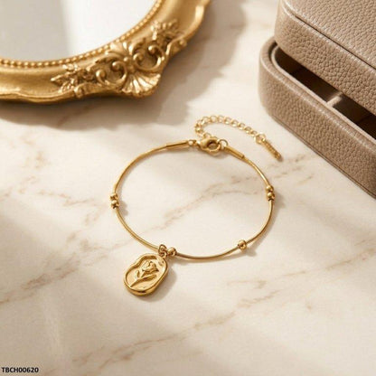 TBCH00620 MSJ Stainless Steel Flower Printed Drop Bracelet - TBCH