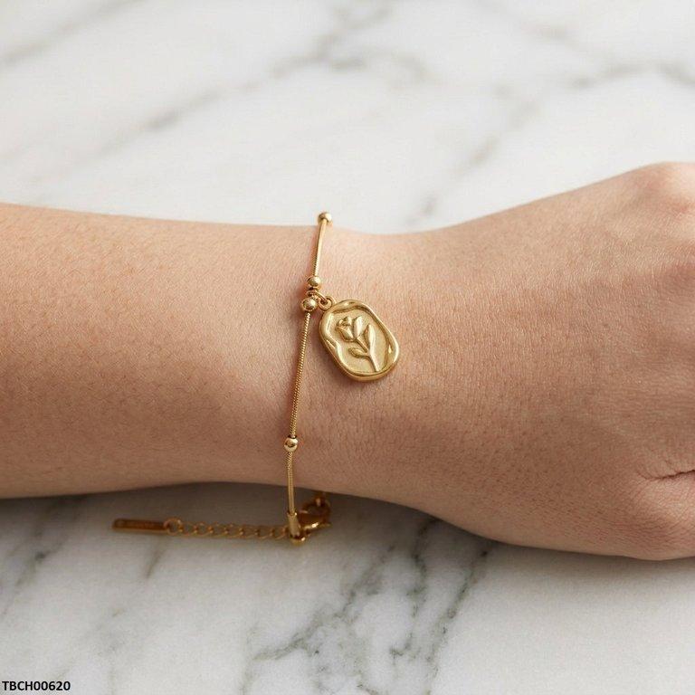 TBCH00620 MSJ Stainless Steel Flower Printed Drop Bracelet - TBCH