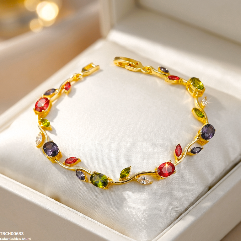 TBCH00633 DNG High ZIRCON Tulip Leaf Bracelet - TBCH