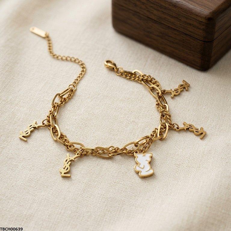 TBCH00639 BHS Link Double Chain Stainless Steel Bracelet - TBCH