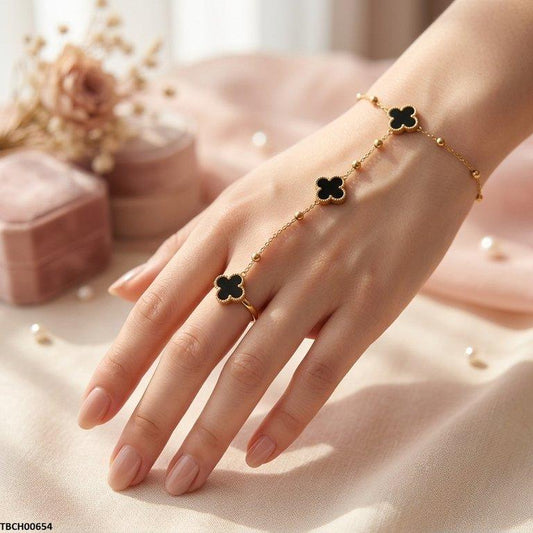 TBCH00654 BHS Stainless Steel Clover Angla Bracelet Adjustable - TBCH