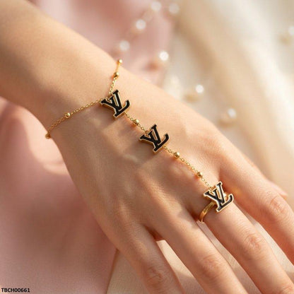 TBCH00661 BHS Stainless Steel Alphabhet Angla Bracelet Adjustable - TBCH