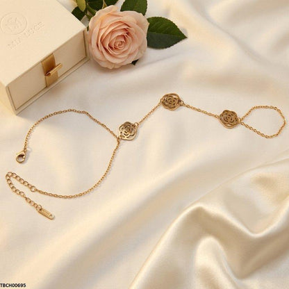 TBCH00695 TNR Stainless Steel Rose Flower Angla Bracelet Adjustable - TBCH