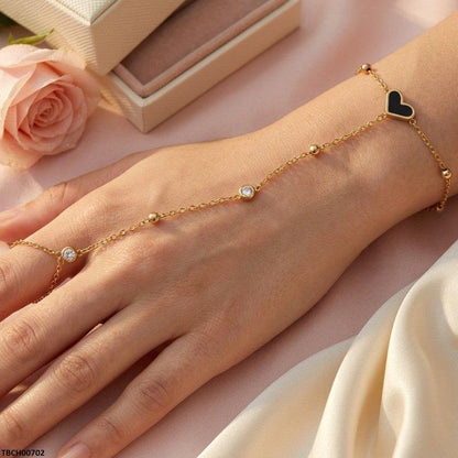 TBCH00702 TNR Stainless Steel Heart/Round Angla Bracelet Adjustable - TBCH