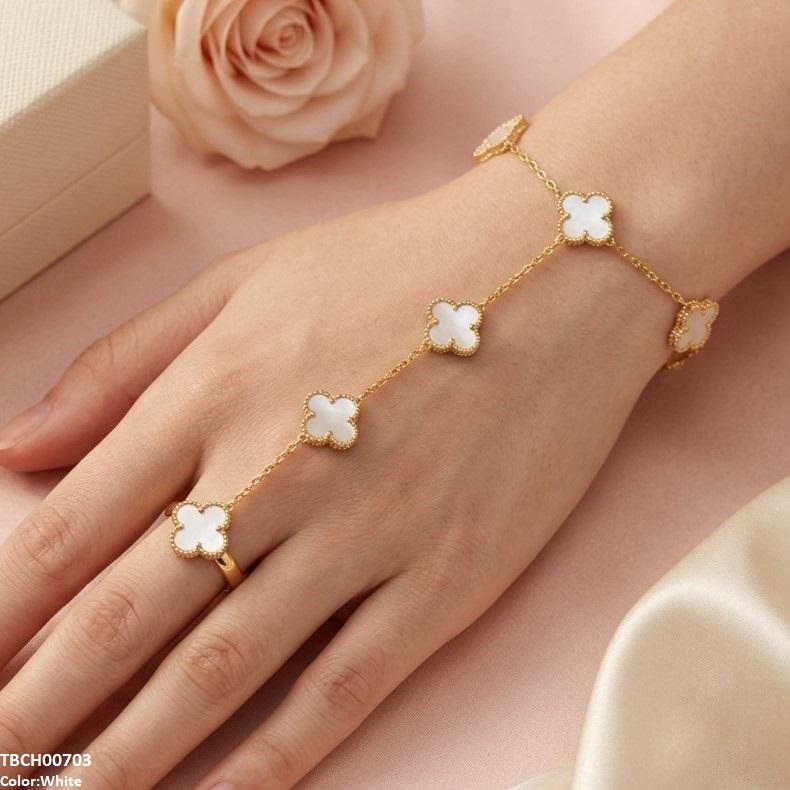 TBCH00703 TNR Stainless Steel Flower Angla Bracelet Adjustable - TBCH