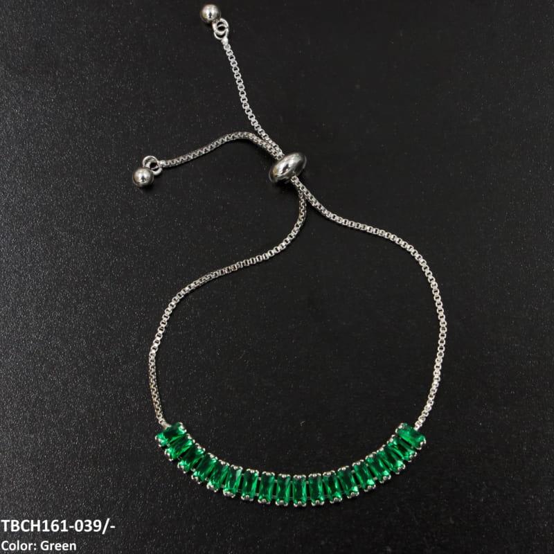 TBCH161 WKO Baguette Cut Tennis Hand Bracelet Adjustable