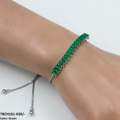 TBCH161 WKO Baguette Cut Tennis Hand Bracelet Adjustable