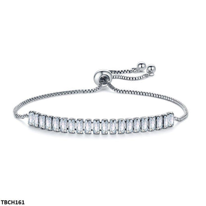 TBCH161 WKO Baguette Cut Tennis Hand Bracelet Adjustable