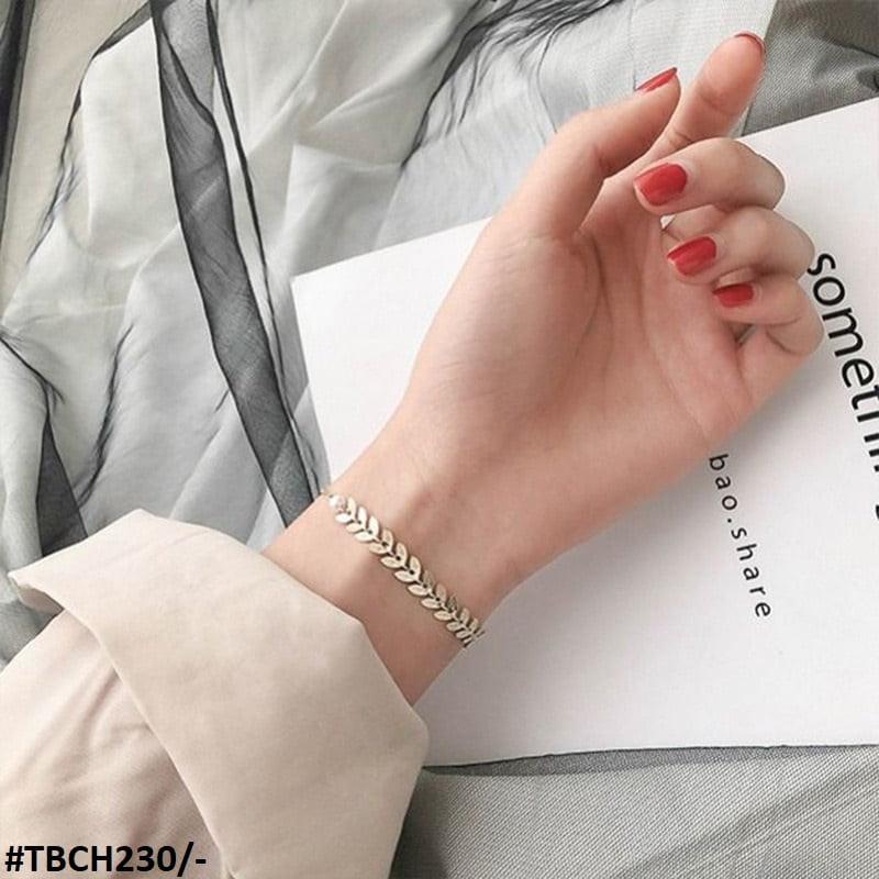 TBCH230 XST Leaves/Pearl Chain Bracelet Adjustable