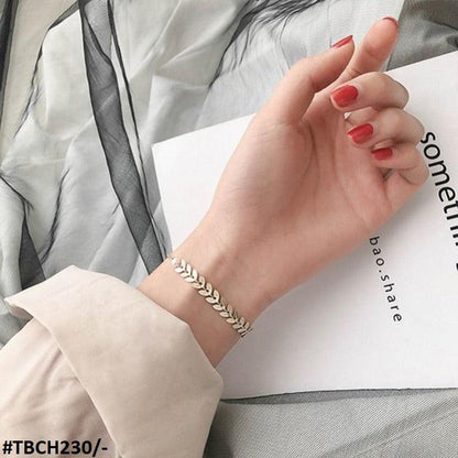 TBCH230 XST Leaves/Pearl Chain Bracelet Adjustable