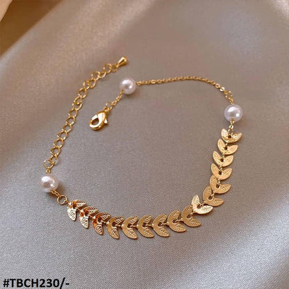 TBCH230 XST Leaves/Pearl Chain Bracelet Adjustable