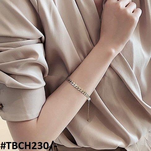 TBCH230 XST Leaves/Pearl Chain Bracelet Adjustable
