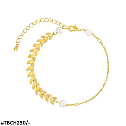 TBCH230 XST Leaves/Pearl Chain Bracelet Adjustable