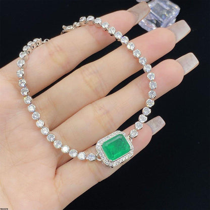 TBCH378 KRL Rectangle Emerald tennis Bracelet