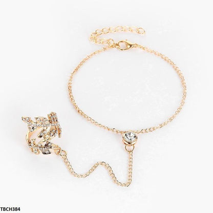 TBCH384 QWN Round Bracelet With Leaf Ring