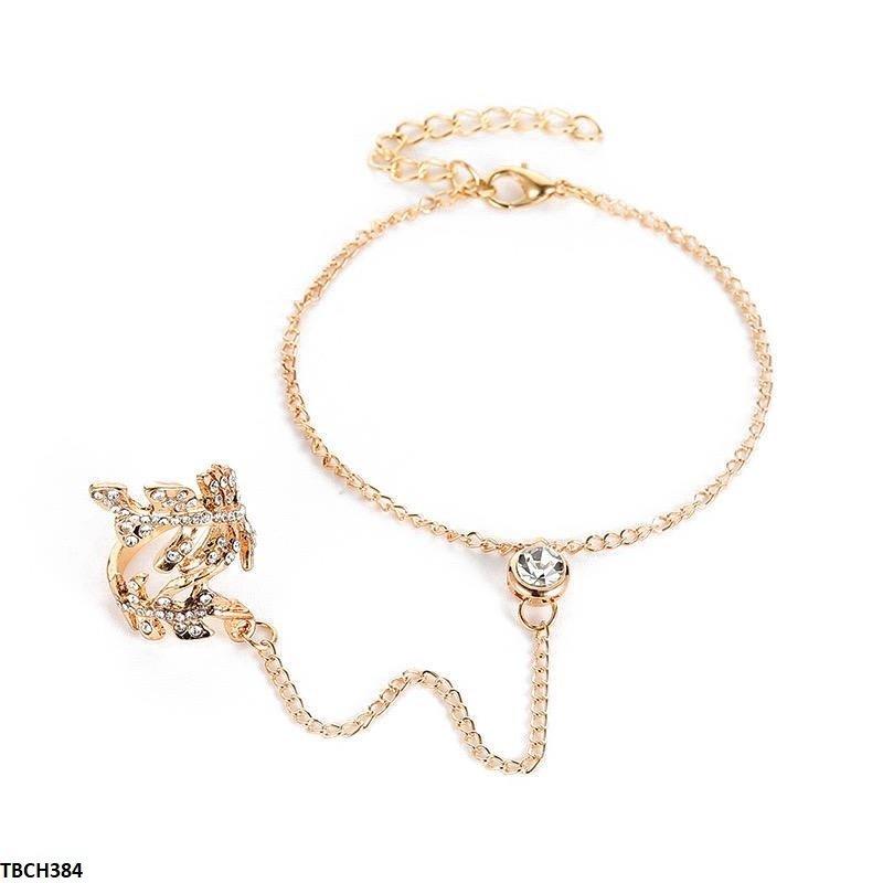 TBCH384 QWN Round Bracelet With Leaf Ring