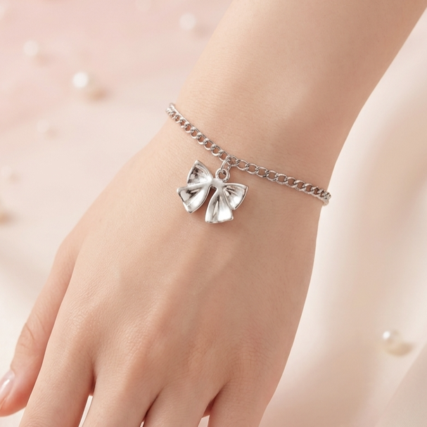 TBCH00675 MZM Tie Bow Stainless Steel Adjustable Bracelet - TBCH