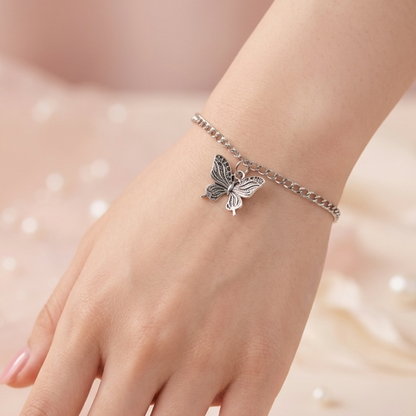 TBCH00676 MZM Butterfly Stainless Steel Adjustable Bracelet - TBCH
