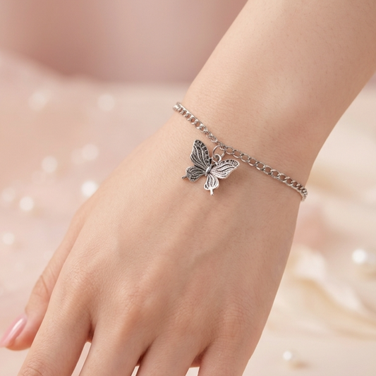 TBCH00676 MZM Butterfly Stainless Steel Adjustable Bracelet - TBCH