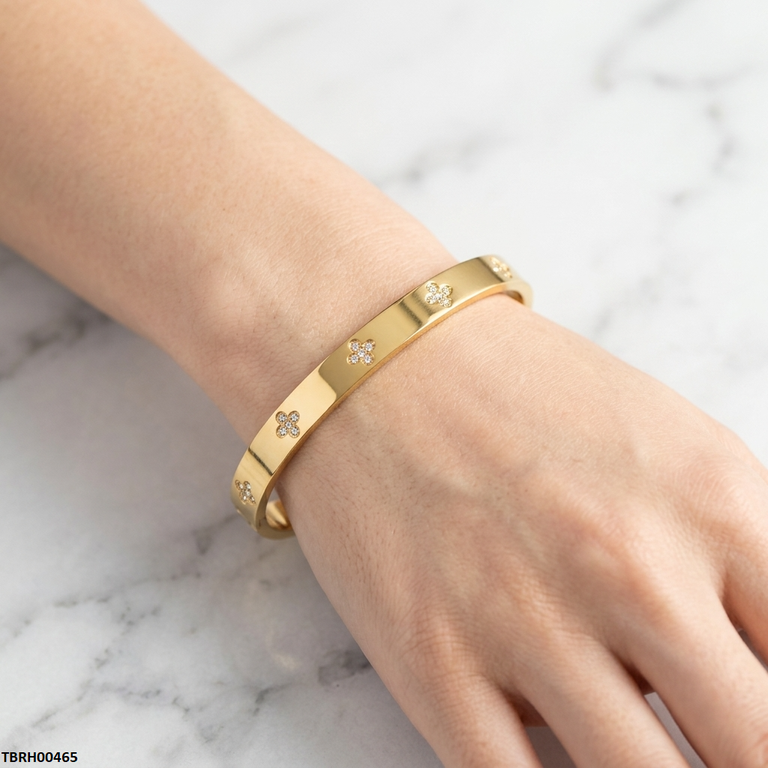TBRH00465 MSJ  Stainless Steel Round Flower Braclet - TBRH