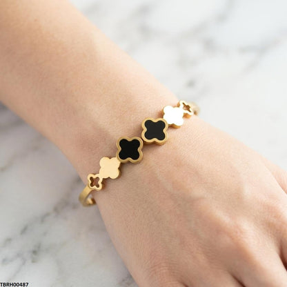 TBRH00487 MSJ Stainless Steel Double Clover Braclet - TBRH
