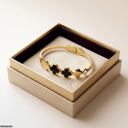 TBRH00487 MSJ Stainless Steel Double Clover Braclet - TBRH