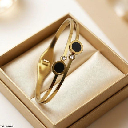 TBRH00489  MSJ Stainless Steel Double Round Stone Braclet - TBRH