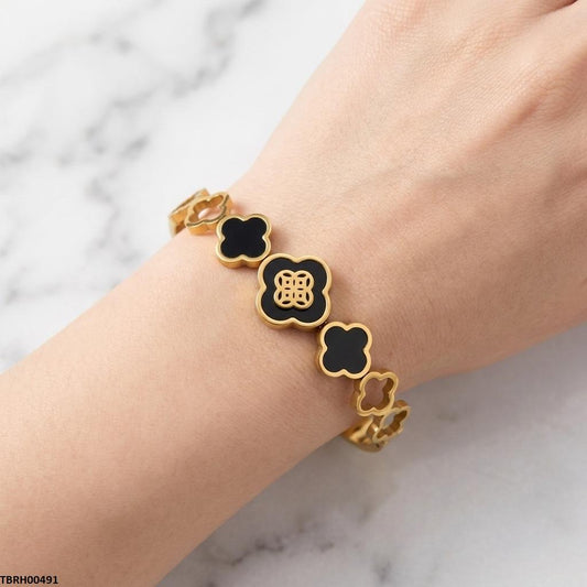TBRH00491 MSJ Stainless Steel Three Flowers Bracelet - TBRH