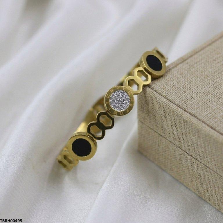 TBRH00495 MSJ Stainless Steel White/Black Stone Bracelet - TBRH