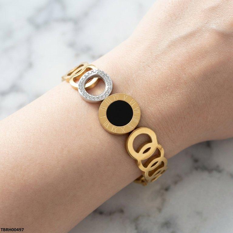 TBRH00497 MSJ Stainless Steel Black/White Round Bracelet - TBRH