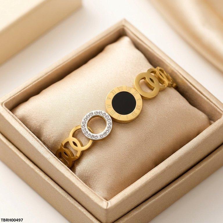 TBRH00497 MSJ Stainless Steel Black/White Round Bracelet - TBRH