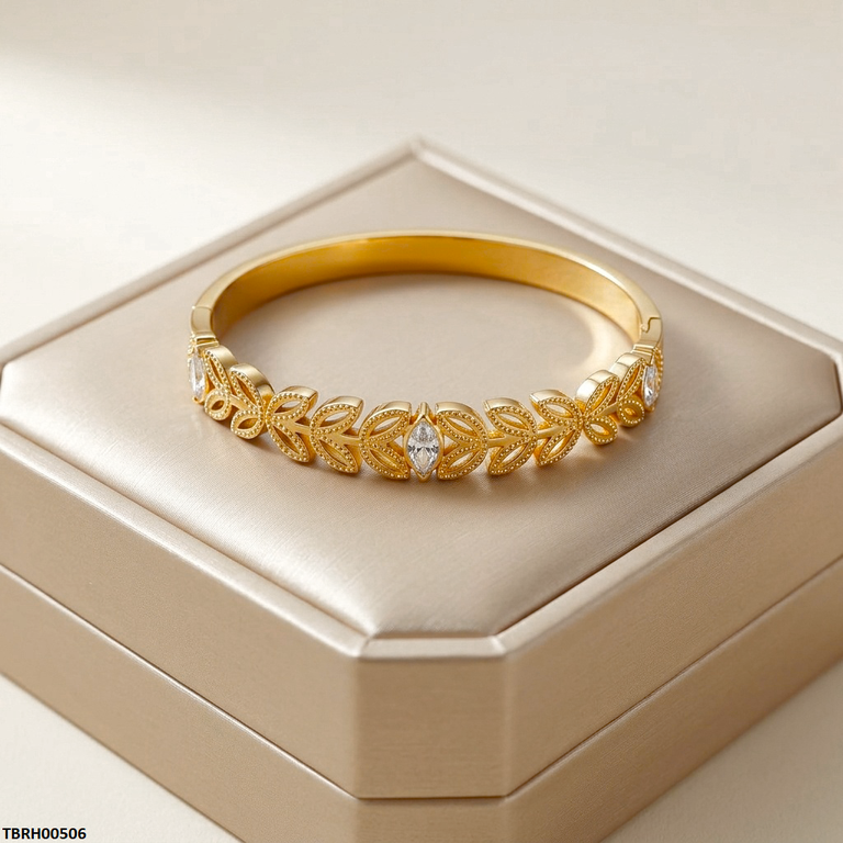 TBRH00506 MSS-Leaf Stone Stainless Steel Bracelet - TBRH