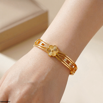 TBRH00507 MSS Round Flower Stainless Steel Bracelet Adjustable - TBRH