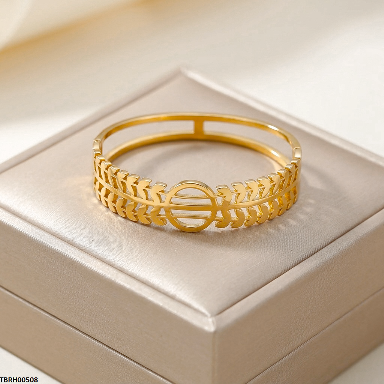 TBRH00508  MSS Round Double Leaf Stainless Steel Bracelet - TBRH