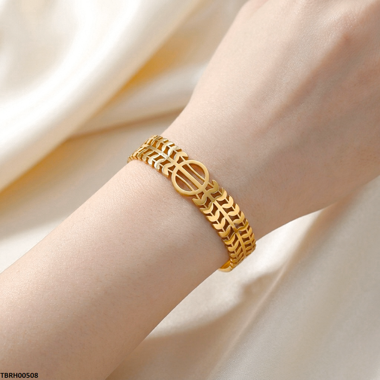 TBRH00508  MSS Round Double Leaf Stainless Steel Bracelet - TBRH