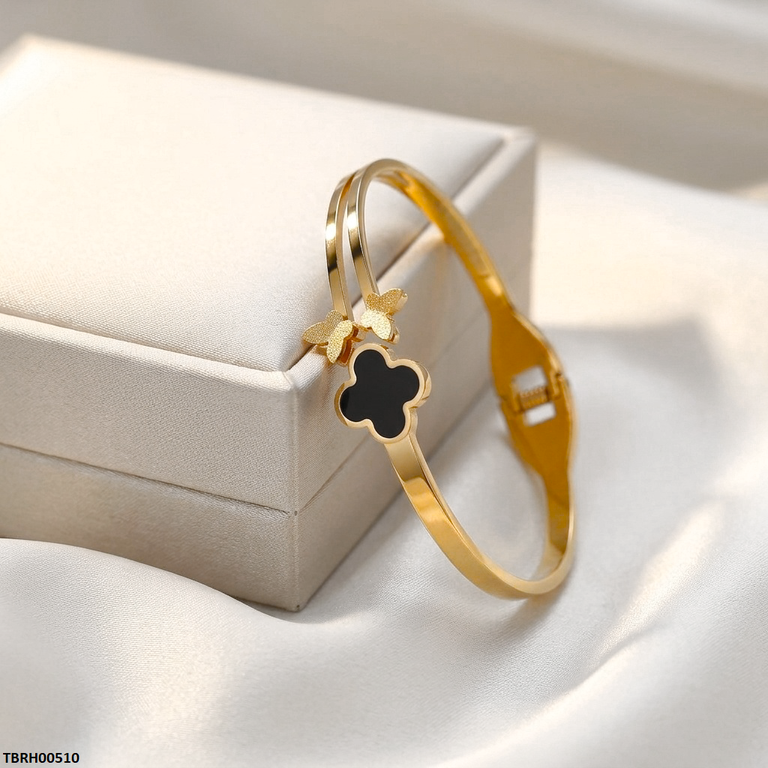 TBRH00510 MSS Round Clover Butterfly Stainless Steel Bracelet Adjustable  - TBRH