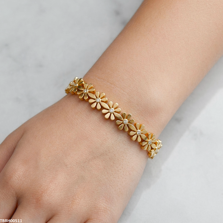 TBRH00511 MSS Round Flower Stainless Steel Bracelet - TBRH